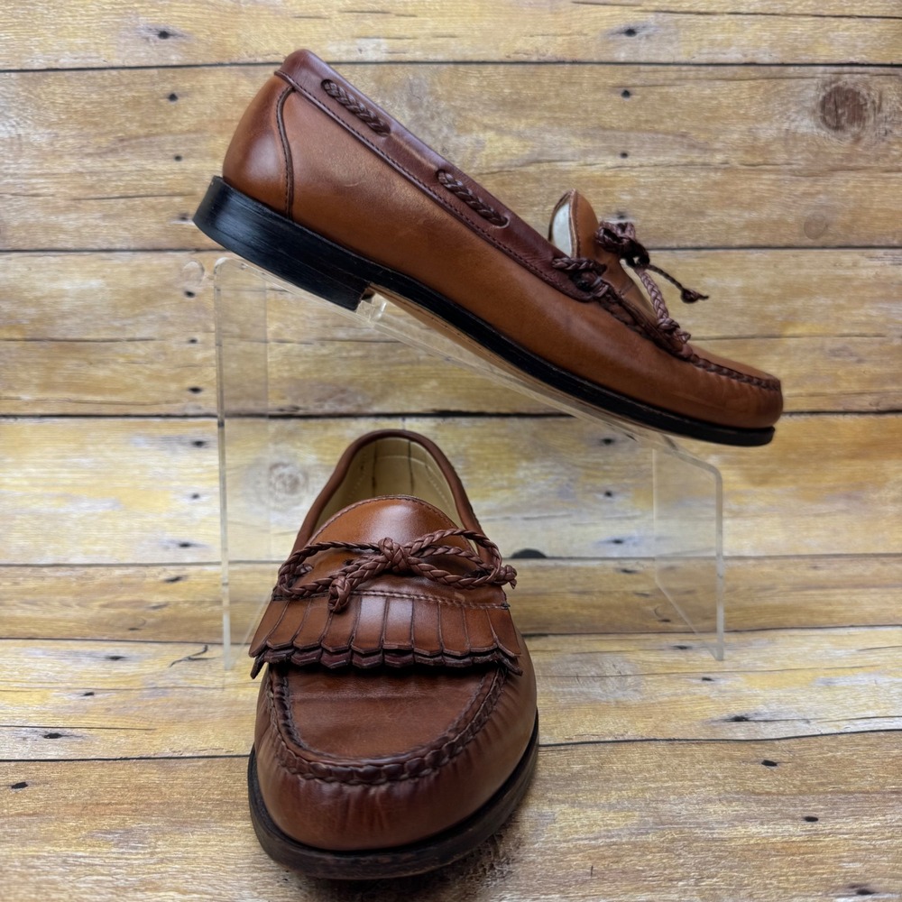 Allen Edmonds Woodstock Mens 9.5 Brown Leather Kiltie Tassel Loafers Preppy
